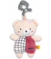 Плюшевая подвеска музыкальная Baby Mix Мишка розовый 53097, bear pink