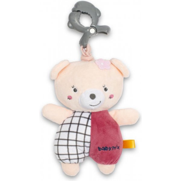 Плюшевая подвеска музыкальная Baby Mix Мишка розовый 53097, bear pink