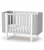 Кровать на ножках детская Верес ЛД5 Монако Велюр без колес без ящика 05.3.1.212.17, бело/серый, белый/серый