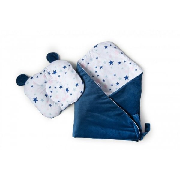 Набір конверт - плед та подушка Twins Bear dark blue