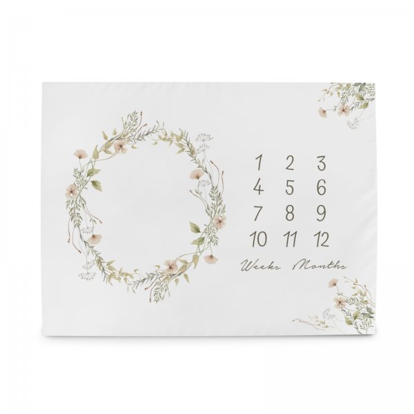 Килимок для гри Cebababy 92x72 Календар зростання, Summer flowers, білий