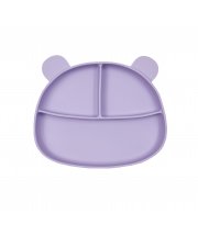 Тарелка силиконовая трехсекционная на присоске Twins Мишка, Lavender, лаванда