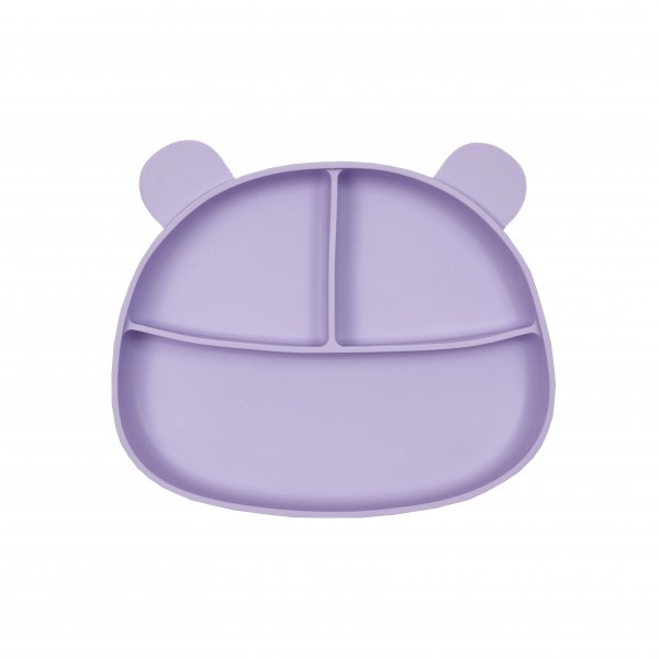 Тарелка силиконовая трехсекционная на присоске Twins Мишка, Lavender, лаванда