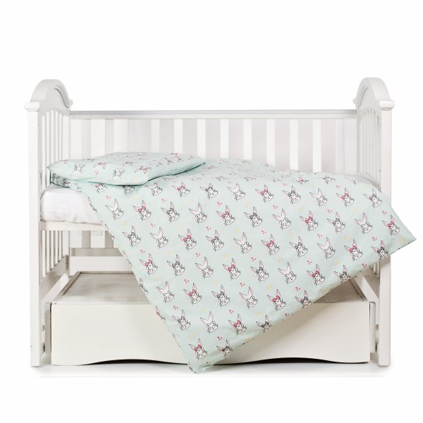 Змінне ліжко 3 ел Twins Premium Glamour Limited 3064-PGNEWR-014, Кролики mint, м'ятний