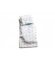 Набор в коляску Twins муслиновый (плед, подушка, наматрасник на рез) 1499-TM-20-U04, Umbrella blue, белый / голубой