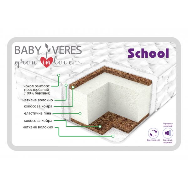 Матрас Baby Veres School (подростковый матрас 22 см.) – 200х90х22см – 22 см.