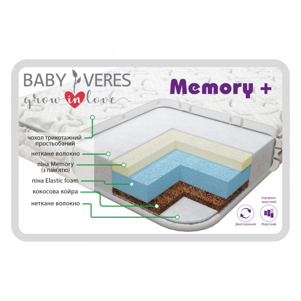 Матрац Baby Veres Memory+ (підлітковий матрац 10см) - 140х70х10см - 10 см