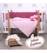 Постільний комплект Baby Veres "Velour Rainbow" (5од.) - Змінний постільній комплект універсальний рожевий 3 од. 110*90 (+780грн.)