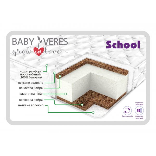 Матрац Baby Veres School (підлітковий матрац 10 см.) - 200х180х10см - 10 см