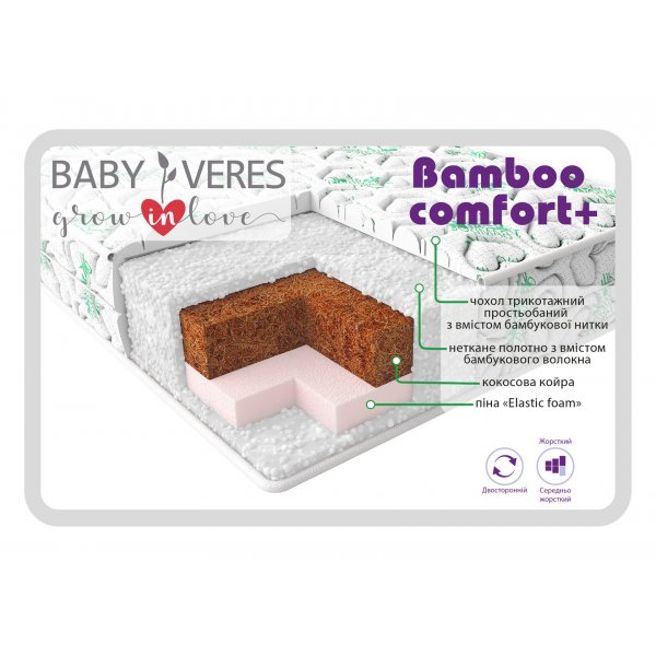 Матрац Baby Veres Bamboo comfort+ ( підлітковий матрац 10см) - 190х90х10см - 10 см